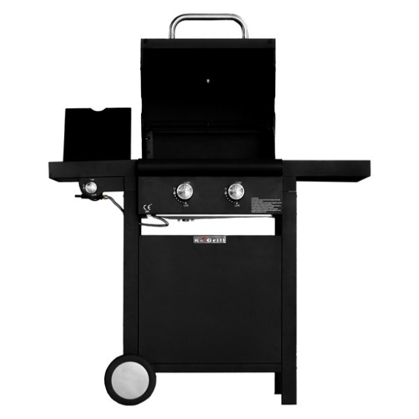 Barbecue a gas con pietra lavica due fuochi e fornello laterale KeGrill