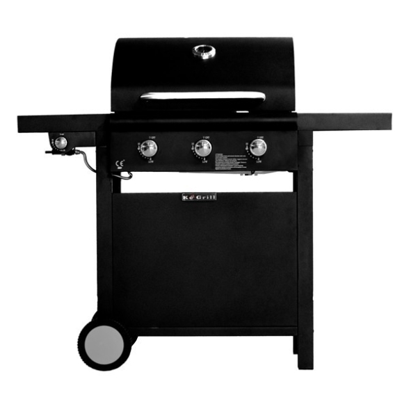 Barbecue a gas con pietra lavica 3 fuochi e fornello laterale BBQ Ke Grill