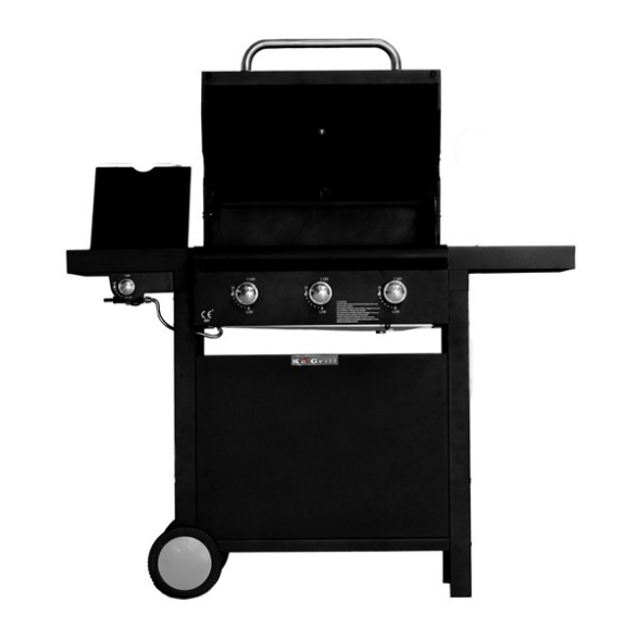 Barbecue a gas con pietra lavica 3 fuochi e fornello laterale KeGrill