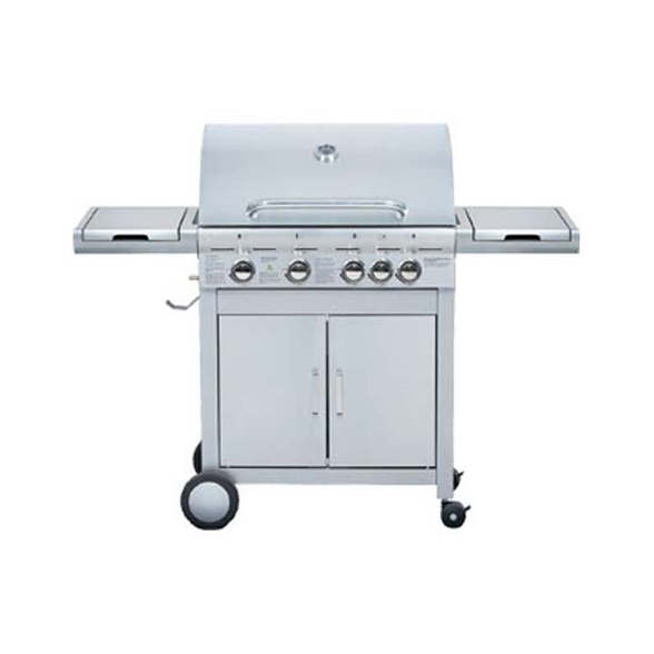 Barbecue A Gas Acciaio Inox 4 Fuochi Con E Griglia In Ghisa E Fornello