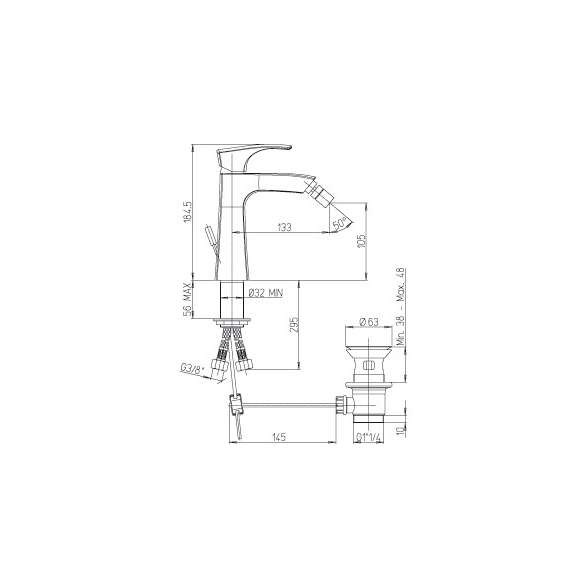 Miscelatore bidet Paini serie Lady 89CR306 cromato