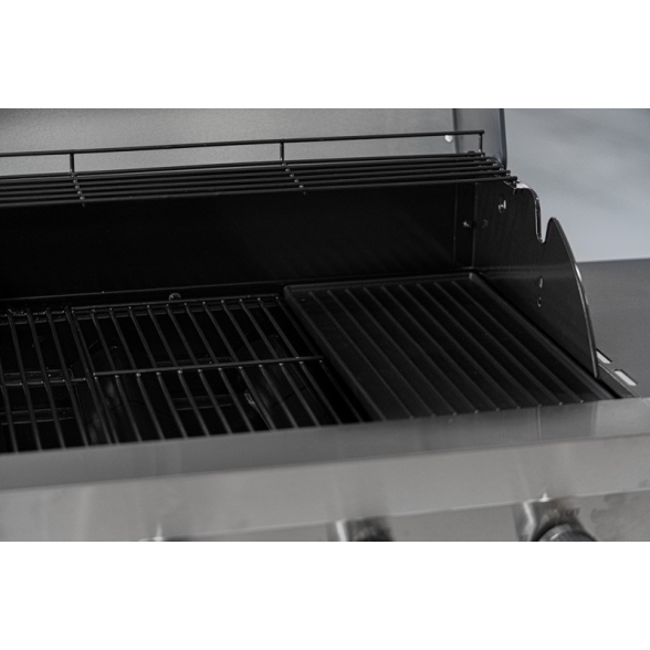 KeGrill Barbecue a gas in acciaio inox con pietra lavica 4 fuochi e piastra in ghisa