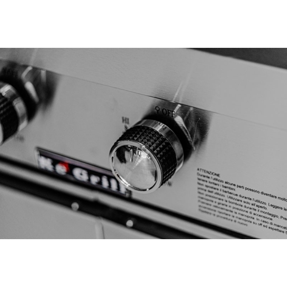 KeGrill Barbecue a gas in acciaio inox con pietra lavica 4 fuochi e piastra in ghisa