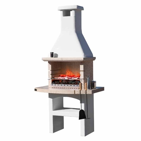 Barbecue a legna e carbonella in marmo granulato 114 x 71 x h 231 cm Touareg Crystal Sunday