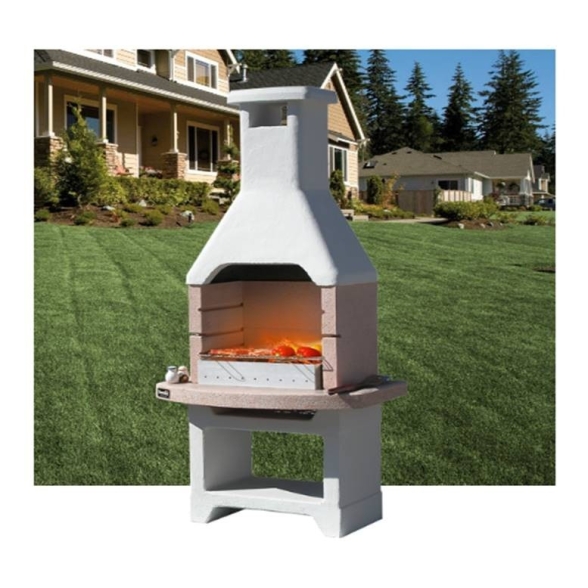 Barbecue A Legna E Carbonella In Marmo Granulato 86 x 56 x h 210 Cm Oasi Crystal Sunday