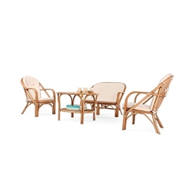 Set Salotto In Rattan Con Cuscini Divano Poltrone E Tavolino Golf Bizzotto