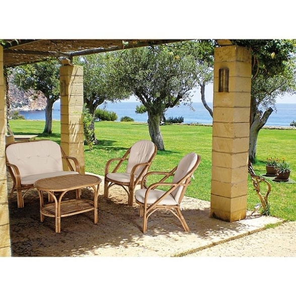 Set Salotto In Rattan Con Cuscini Divano Poltrone E Tavolino Golf Bizzotto