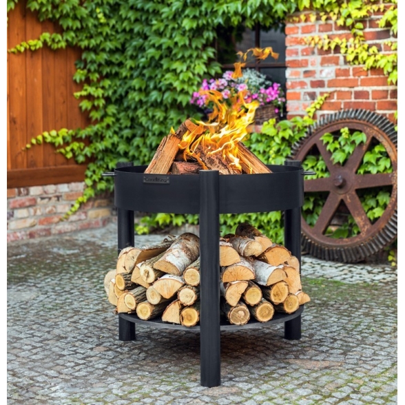 Braciere Da Esterno In Ferro Con Porta Legna Artigianale Montana 80 cm Cook King
