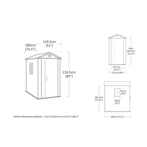 Casetta Da Giardino 129,5x188,5x216,5H Cm Factor 4x6 Beige Keter