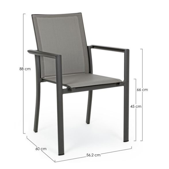 Set 4 Sedie Da Esterno Antracite In Alluminio Con Braccioli Konnor Bizzotto