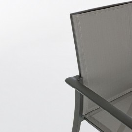 Sedia Da Esterno Antracite In Alluminio E Textilene Con Braccioli Konnor Bizzotto