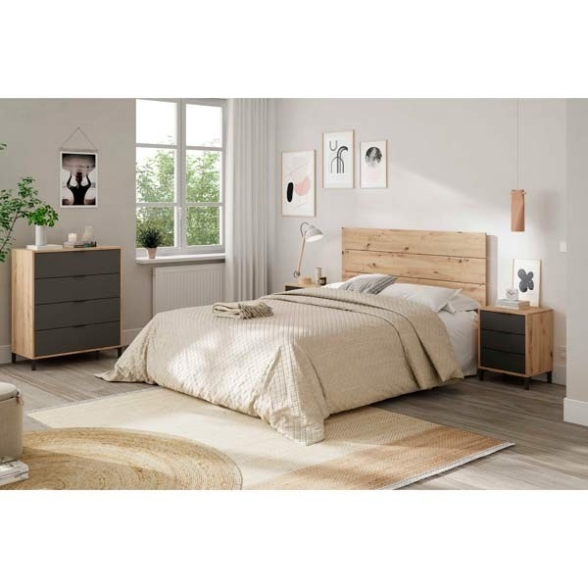 Cassettiera 4 Cassetti 94x78x40 Effetto Legno Rovere E Antracite Enzo