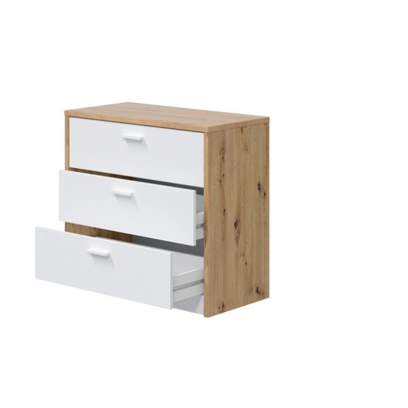 Cassettiera Con Scrivania 3 Cassetti Effetto Legno Rovere E Bianco
