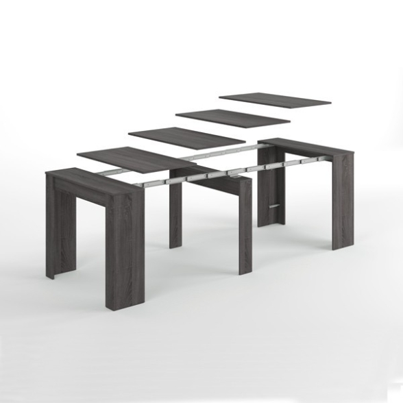 Consolle estensibile da pranzo rettangolare in legno nero opaco 240 cm