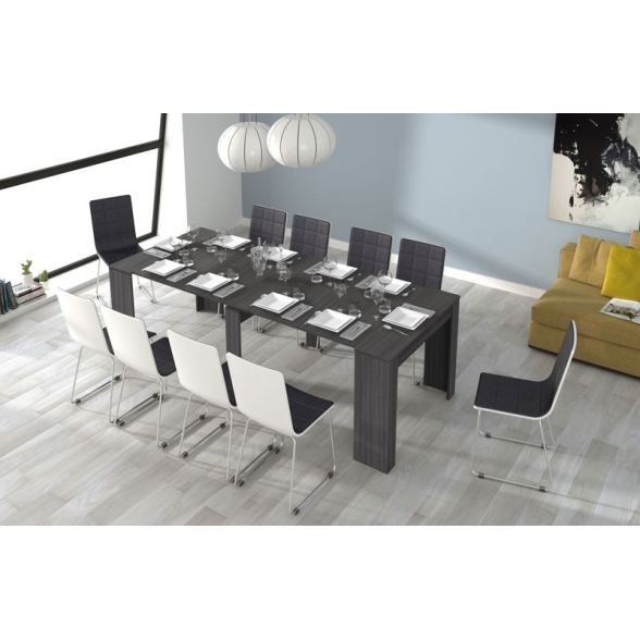 Consolle estensibile da pranzo rettangolare in legno nero opaco 240 cm