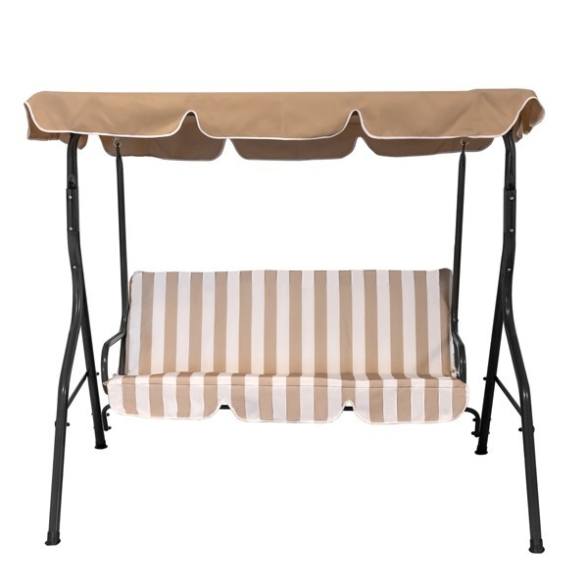 Dondolo 3 Posti Da Giardino Robusto Con Cuscini 170x110xH152 Ecru