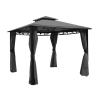 Gazebo per giardino 3x3 in alluminio con teli laterali grigio antivento