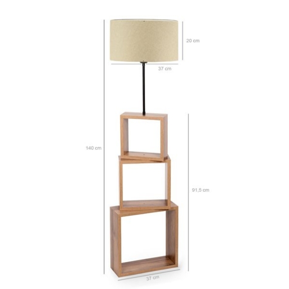 Lampada Con Mensole Effetto Legno 20x37x140 Cm 60W Rovere E Crema