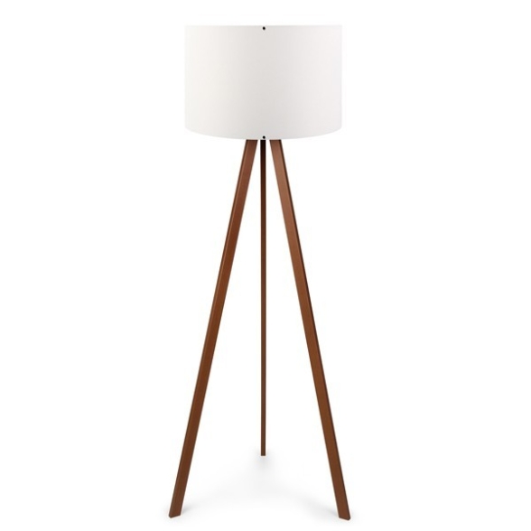 Lampada Treppiede Da Terra 38x140 Cm Design Moderno 60W Marrone E Bianco