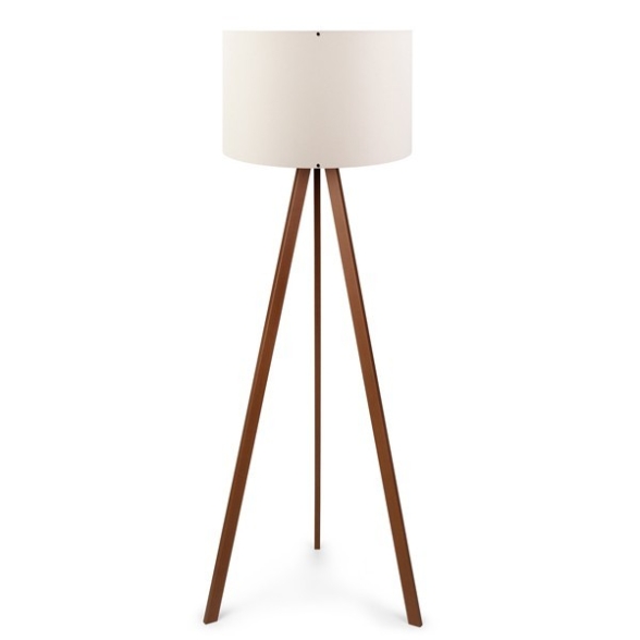 Lampada Treppiede Da Pavimento 38x140 Cm Design Moderno 60W Marrone E Ecru