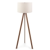 Lampada Treppiede Da Terra 38x140 Cm Design Moderno 60W Marrone E Ecru