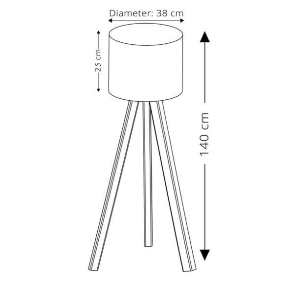 Lampada Treppiede Da Terra 38x140 Cm Design Moderno 60W Marrone E Ecru