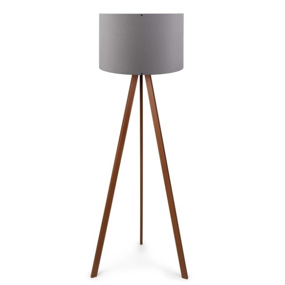 Lampada Treppiede Da Terra 38x140 Cm Design Moderno 60W Marrone E Grigio