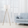 Lampada Treppiede Da Terra 38x140 Cm Design Moderno 60W Rovere E Bianco
