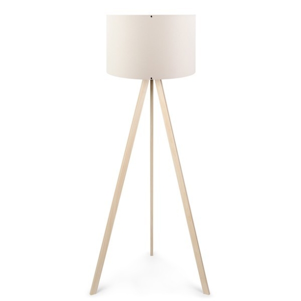 Lampada Treppiede Da Terra 38x140 Cm Design Moderno 60W Rovere E Crema
