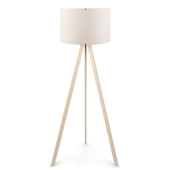 Lampada Treppiede Da Terra 38x140 Cm Design Moderno 60W Marrone E Bianco