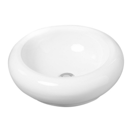 Lavabo Da Appoggio Tondo 44 Cm Vaschetta in Ceramica Bianco Senza Foro