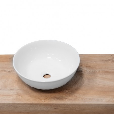 Lavabo da appoggio tondo in ceramica Bianco 40 cm per bagno