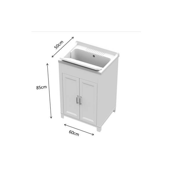 Lavatoio bianco 60 x 50 resina antiacido lavapanni con vasca Mongardi