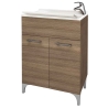 Lavatoio in legno 60x50 cm colore rovere fumo con vasca e tavoletta