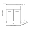 Lavatoio in legno 60x50 cm colore rovere fumo con vasca e tavoletta