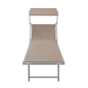 Lettino Da Mare Professionale In Alluminio Con Parasole Crema 186x61x39