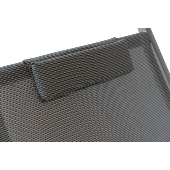 Lettino Da Spiaggia Grigio Alluminio Con Parasole E Cuscino 189x58x36
