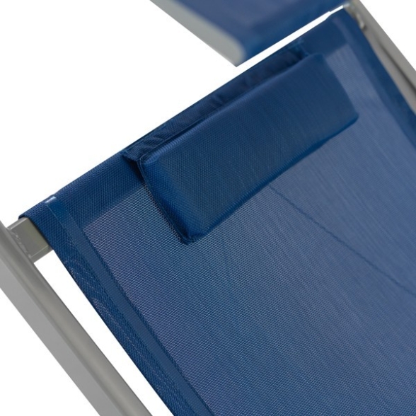 Lettino Da Mare Blu In Alluminio Con Parasole E Cuscino 189x58x36