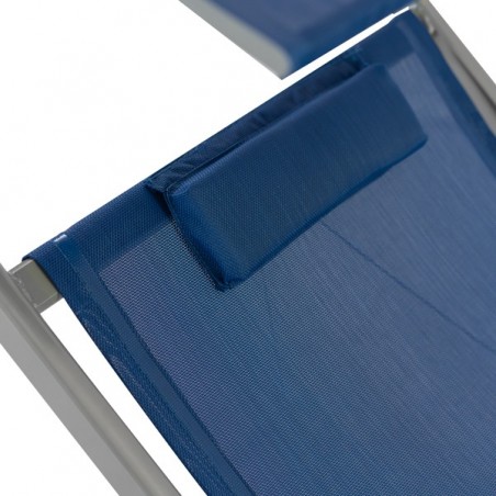 Lettino Mare In Alluminio Con Parasole Cuscino E Telo Textilene Blu