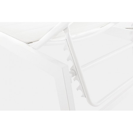 Lettino Prendisole Alto Reclinabile In Alluminio Con Ruote E Tessuto Imbottito Bianco