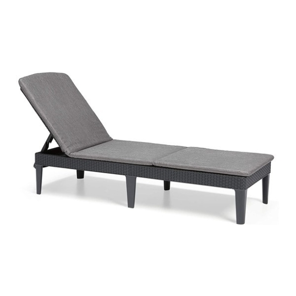 Lettino Prendisole In Resina Effetto Rattan Intrecciato Con Cuscino Jaipur Allibert Graphite