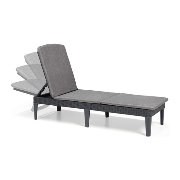 Lettino Prendisole In Resina Rattan Con Cuscini Jaipur Allibert Grafite