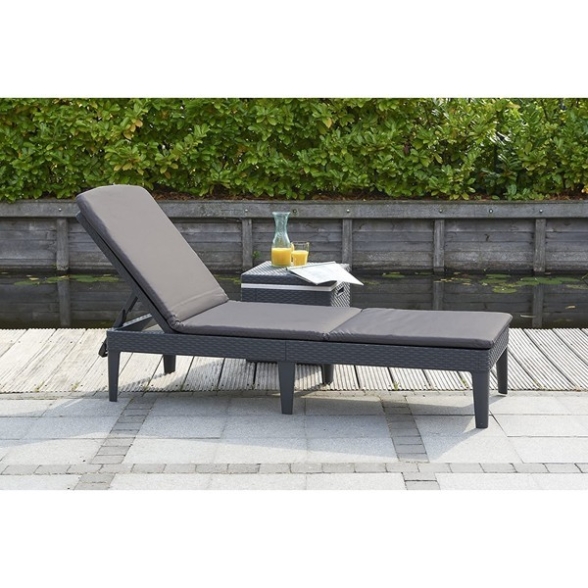 Lettino Prendisole In Resina Rattan Con Cuscini Jaipur Allibert Grafite