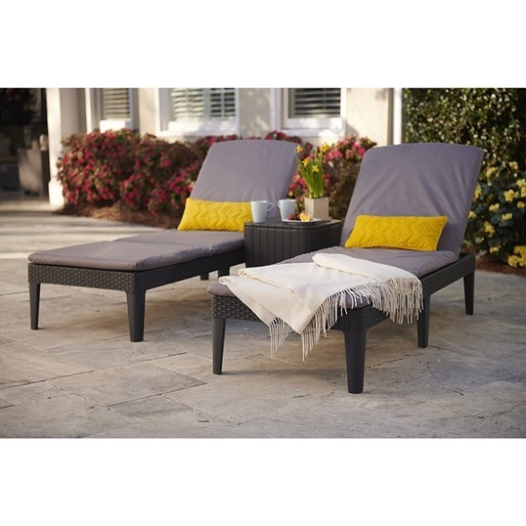 Lettino Prendisole In Resina Rattan Con Cuscini Jaipur Allibert Grafite