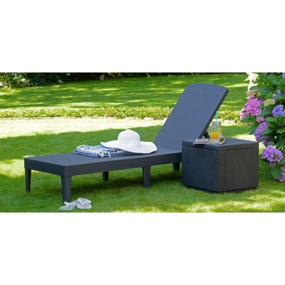 Lettino Prendisole In Resina Rattan Intrecciato Jaipur Allibert Grafite