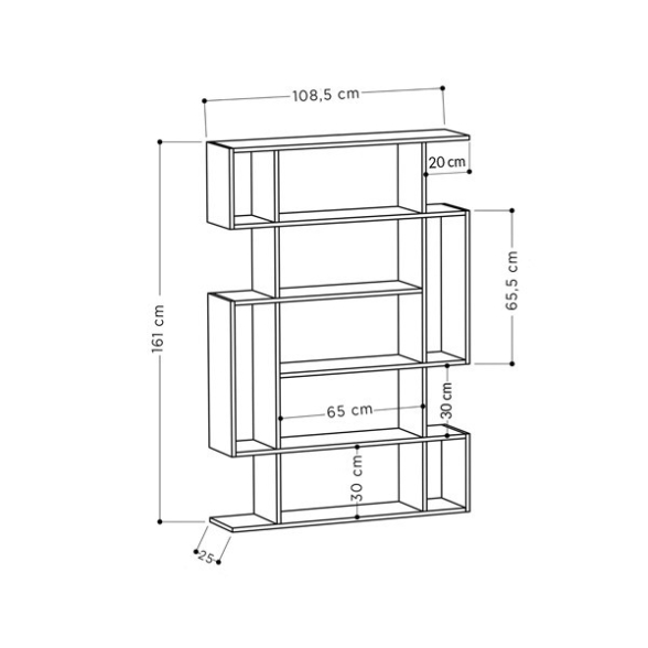Kit Libreria A Parete 110x25x161H Effetto Legno Rovere E Antracite Mito