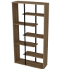 Libreria A Parete Effetto Legno 90x29,5xh173,2 Cm Design Moderno Presto Rovere E Nero
