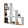 Libreria In Legno A Cubi Bianco E Rovere 108x28xH110 Cm A Scaletta