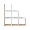 Libreria In Legno A Cubi Bianco E Rovere 108x28xH110 Cm A Scaletta