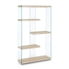 Libreria In Vetro E Legno 91,5x30 Altezza 160 cm 5 Ripiani Sury Rovere Bizzotto